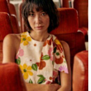 Sezane Loren Sleeveless Blouse Size 6 Sol Print